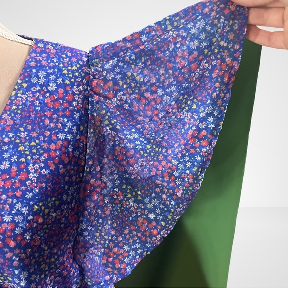 The Night Is Young Floral Dress-Cobalt Blue-Ruffled-EUC-Size Small - Picture 9 of 11